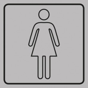 WC Toiletten Aufkleber | Damen outline | viereckig · grau