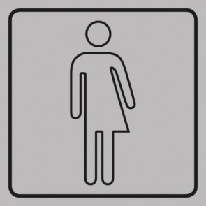 WC Toiletten Schild | Transgender outline | viereckig · grau