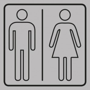 WC Toiletten Aufkleber Herren · Damen outline | viereckig · grau | stark haftend