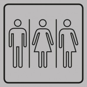 WC Toiletten Schild | Herren · Damen · Transgender outline | viereckig · grau · selbstklebend