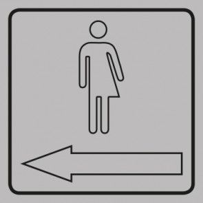 WC Toiletten Schild | Transgender outline Pfeil links | viereckig · grau · selbstklebend