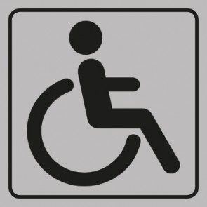 WC Toiletten Schild | behindertengerecht · Rollstuhl  | viereckig · grau · selbstklebend