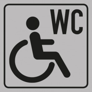 WC Toiletten Aufkleber Rollstuhl · Behinderten WC | viereckig · grau | stark haftend