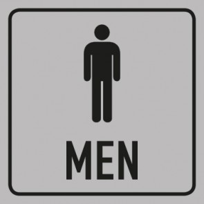 WC Toiletten Aufkleber | Piktogramm Men | viereckig · grau