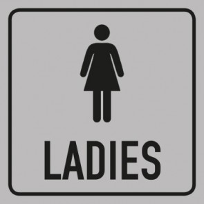 WC Toiletten Schild | Piktogramm Ladies | viereckig · grau · selbstklebend