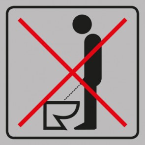 WC Toiletten Schild | Keine Stehpinkler erlaubt | viereckig · grau