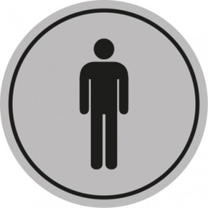 WC Toiletten Schild | Herren | rund · grau · selbstklebend