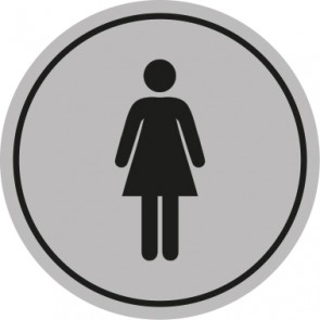 WC Toiletten Magnetschild | Damen  | rund · grau
