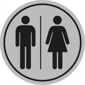 WC Toiletten Schild | Herren · Damen | rund · grau · selbstklebend