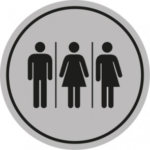 WC Toiletten Schild | Herren · Damen · Transgender | rund · grau · selbstklebend