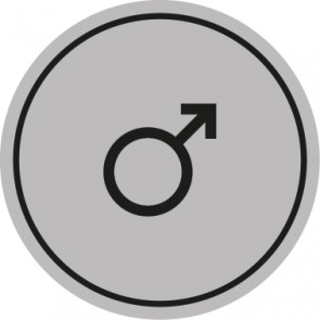 WC Toiletten Schild | Symbol Mann | rund · grau · selbstklebend