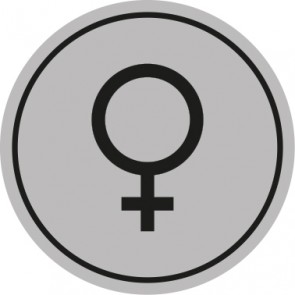 WC Toiletten Aufkleber | Symbol Frau | rund · grau