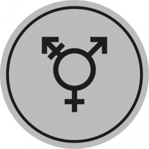 WC Toiletten Schild | Symbol Transgender | rund · grau