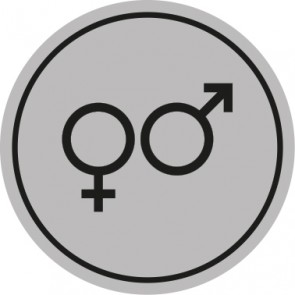 WC Toiletten Schild | Symbol Herren · Damen | rund · grau · selbstklebend