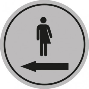 WC Toiletten Magnetschild | Piktogramm Transgender Pfeil links  | rund · grau