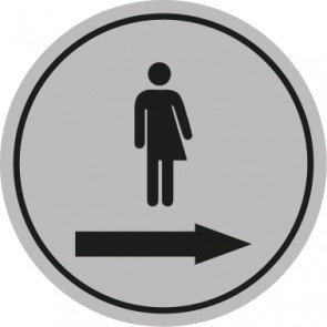 WC Toiletten Schild | Piktogramm Transgender Pfeil rechts | rund · grau