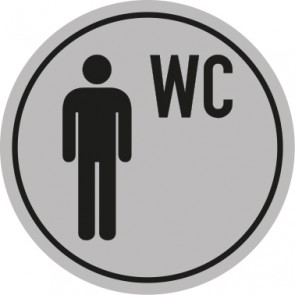 WC Toiletten Schild | Herren WC | rund · grau