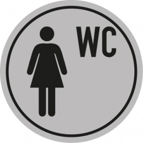 WC Toiletten Schild | Damen WC | rund · grau · selbstklebend