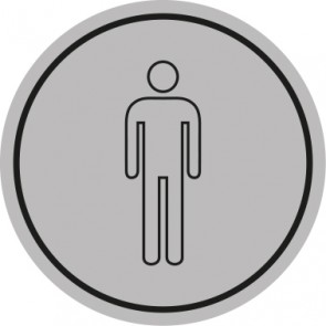 WC Toiletten Schild | Herren outline | rund · grau · selbstklebend
