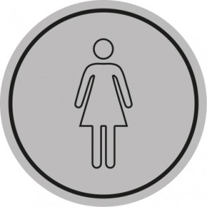 WC Toiletten Magnetschild | Damen outline  | rund · grau