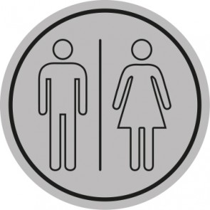 WC Toiletten Magnetschild | Herren · Damen outline  | rund · grau