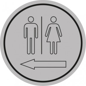 WC Toiletten Aufkleber | Herren · Damen outline Pfeil links | rund · grau