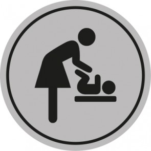 WC Toiletten Schild | Wickeltisch · Wickelraum | rund · grau · selbstklebend