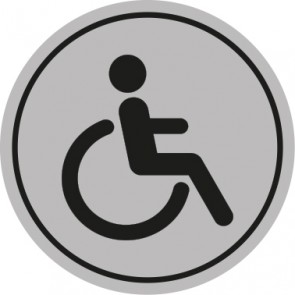 WC Toiletten Aufkleber behindertengerecht · Rollstuhl | rund · grau | stark haftend