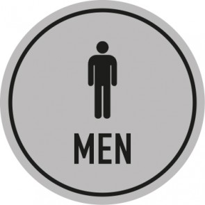WC Toiletten Aufkleber | Piktogramm Men | rund · grau