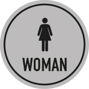WC Toiletten Aufkleber | Piktogramm Woman | rund · grau