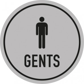 WC Toiletten Magnetschild | Piktogramm Gents  | rund · grau