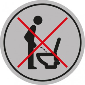 WC Toiletten Magnetschild | Im Stehen pinkeln verboten  | rund · grau