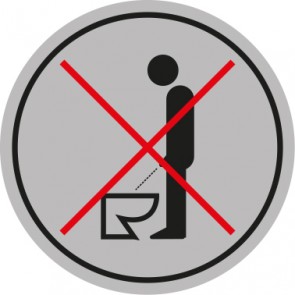 WC Toiletten Schild | Keine Stehpinkler erlaubt | rund · grau