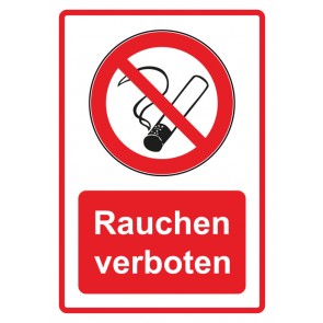 Schild Verbotszeichen Piktogramm & Text deutsch · Rauchen verboten · rot | selbstklebend (Verbotsschild)