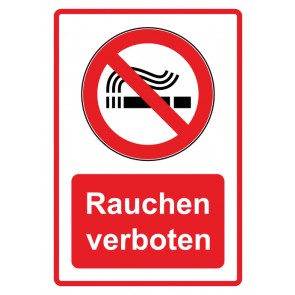 Aufkleber Verbotszeichen Piktogramm & Text deutsch · Rauchen verboten · rot | stark haftend (Verbotsaufkleber)