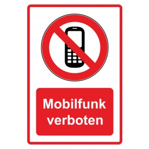 Aufkleber Verbotszeichen Piktogramm & Text deutsch · Mobilfunk verboten · rot | stark haftend (Verbotsaufkleber)