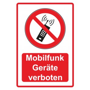Aufkleber Verbotszeichen Piktogramm & Text deutsch · Mobilfunk Geräte verboten · rot | stark haftend (Verbotsaufkleber)