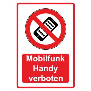 Schild Verbotszeichen Piktogramm & Text deutsch · Mobilfunk Handy verboten · rot | selbstklebend (Verbotsschild)