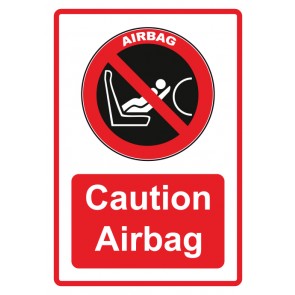 Schild Verbotszeichen Piktogramm & Text deutsch · Caution Airbag · rot | selbstklebend (Verbotsschild)