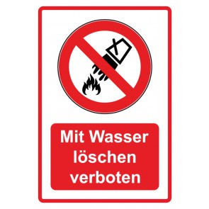 Magnetschild Verbotszeichen Piktogramm & Text deutsch · Mit Wasser löschen verboten · rot (Verbotsschild magnetisch · Magnetfolie)
