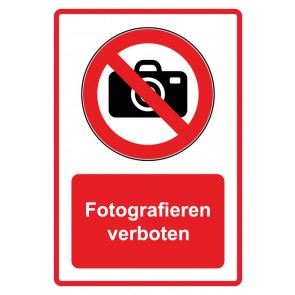 Aufkleber Verbotszeichen Piktogramm & Text deutsch · Fotografieren verboten · rot (Verbotsaufkleber)