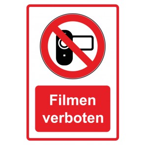 Schild Verbotszeichen Piktogramm & Text deutsch · Filmen verboten · rot | selbstklebend (Verbotsschild)