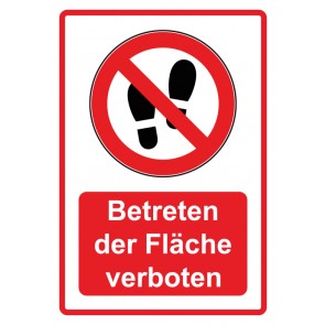 Magnetschild Verbotszeichen Piktogramm & Text deutsch · Betreten der Fläche verboten · rot (Verbotsschild magnetisch · Magnetfolie)