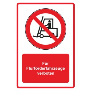 Aufkleber Verbotszeichen Piktogramm & Text deutsch · Für Flurförderfahrzeuge verboten · rot | stark haftend (Verbotsaufkleber)