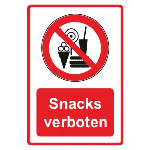 Schild Verbotszeichen Piktogramm & Text deutsch · Snacks verboten · rot | selbstklebend (Verbotsschild)