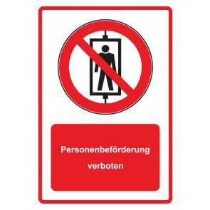 Magnetschild Verbotszeichen Piktogramm & Text deutsch · Personenbeförderung verboten · rot (Verbotsschild magnetisch · Magnetfolie)