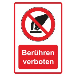 Schild Verbotszeichen Piktogramm & Text deutsch · Berühren verboten · rot (Verbotsschild)