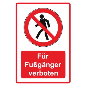 Aufkleber Verbotszeichen Piktogramm & Text deutsch · Für Fußgänger verboten · rot | stark haftend (Verbotsaufkleber)