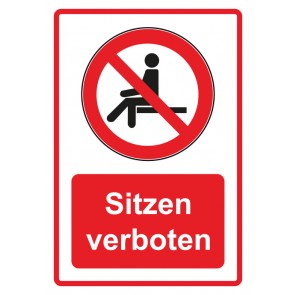Schild Verbotszeichen Piktogramm & Text deutsch · Sitzen verboten · rot | selbstklebend (Verbotsschild)