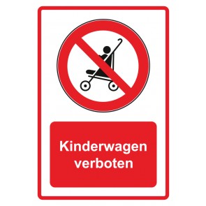 Schild Verbotszeichen Piktogramm & Text deutsch · Kinderwagen verboten · rot | selbstklebend (Verbotsschild)